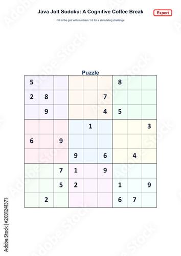 Billede på lærred Java Jolt Sudoku: A Cognitive Coffee Break