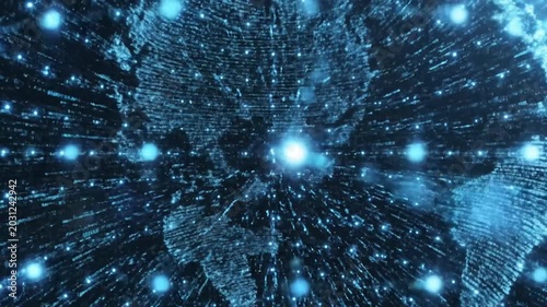 Abstract Digital Brain Network Visualization with Glowing Particles.