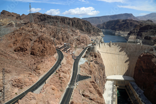 Mountains and Hoover Dam - the border of Arizona and Nevada