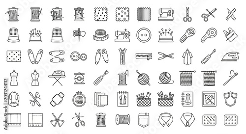 Tableau sur toile Collection of Various Gray Icons and Symbols.