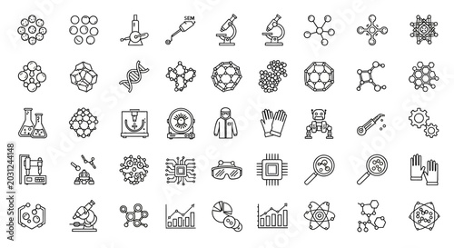 Collection of Simple Scientific Icons and Symbols.