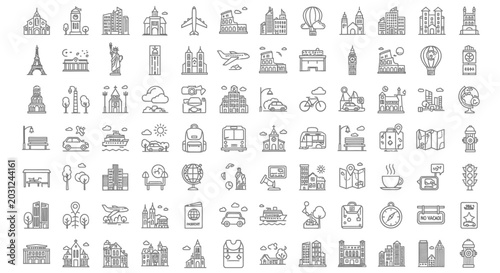Collection of Various Simple Landmark Icons.