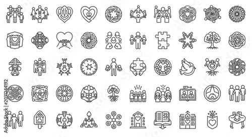 Collection of Various Simple Line Icons.