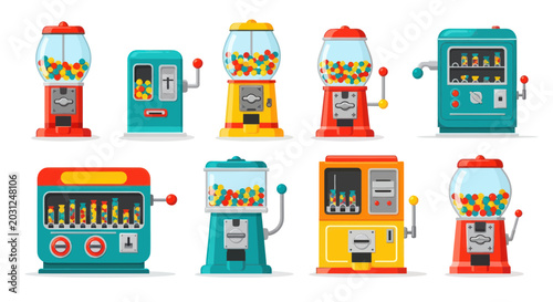 Tableau sur toile Colorful vending machines in row.