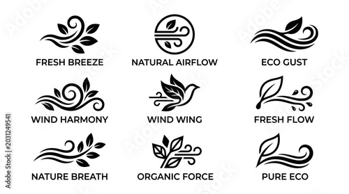 Eco friendly wind energy logo designs.