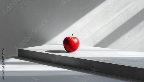 Fresh Red Apple on White Surface.