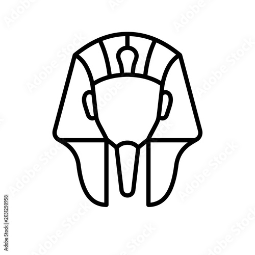 Ancient Egyptian Pharaoh Tutankhamun Mask Outline Icon.