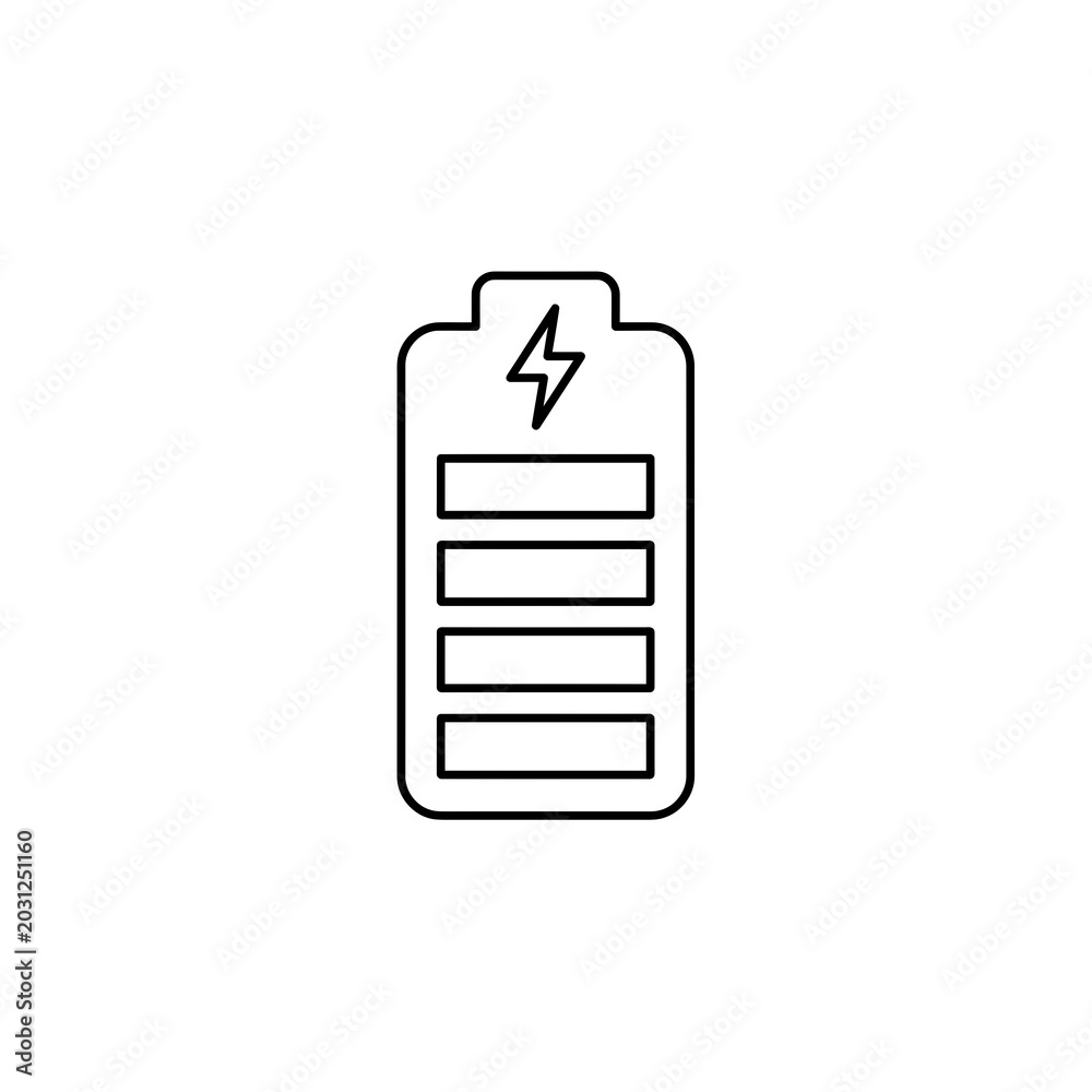 Fototapeta premium Battery Charging Icon Outline Power and Energy Symbol.