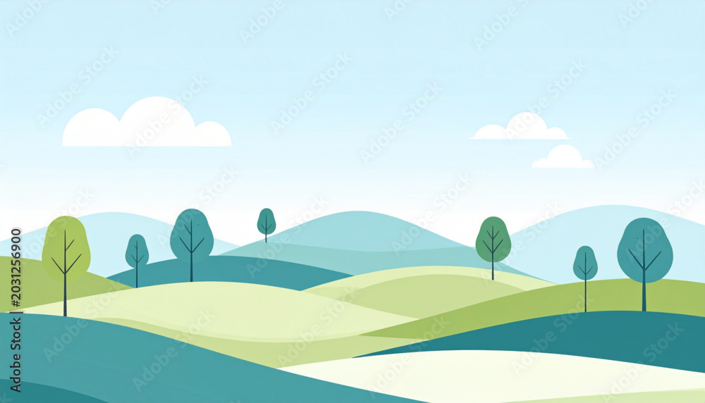 Fototapeta premium Minimal rolling hills vector