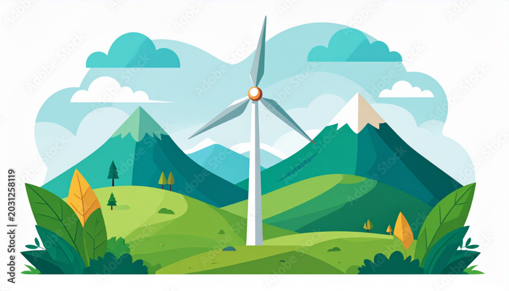 Fototapeta premium Minimal wind turbine vector