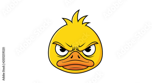 Foto Angry duck face cartoon character closeup.