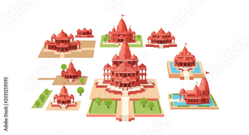 Photos Colorful miniature Thai temple models.