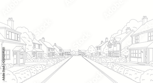 Foto Row of houses on a street.