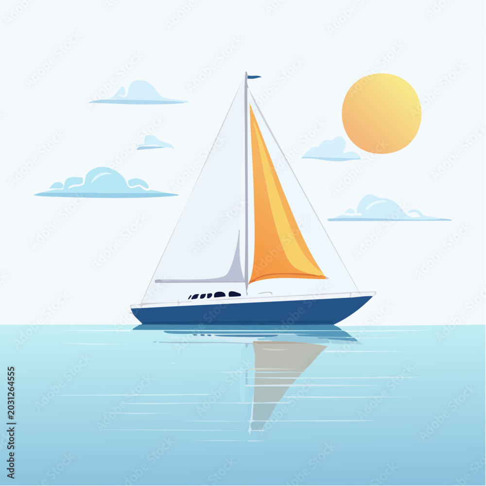 Fototapeta premium Minimal sailboat vector art