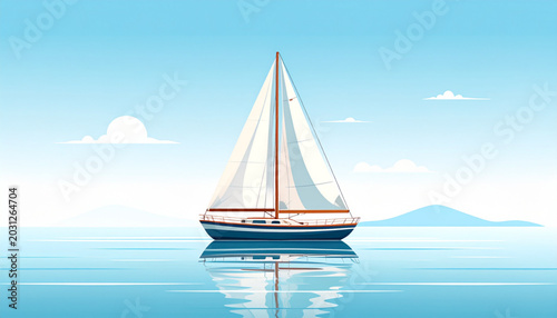 Minimal sailboat vector art