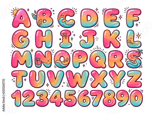 Cuadro en lienzo Colorful Alphabet Letters and Numbers.