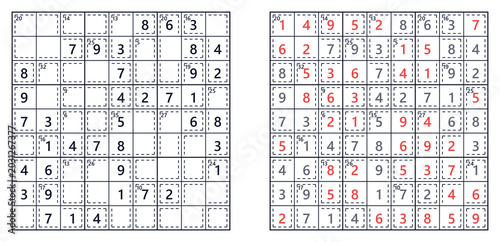 Killer Sudoku Puzzle #5 - Hard Level with Solution | Printable