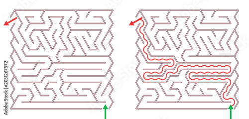 Maze Tri 26X15 04 | Printable Puzzle with Solution