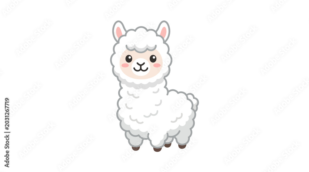 Fototapeta premium Cute Kawaii Alpaca Illustration