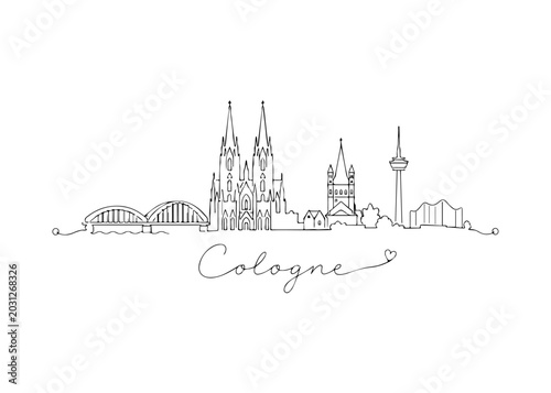 Cologne city skyline hand drawn
Vector hand-drawn naive city skyline on a white background