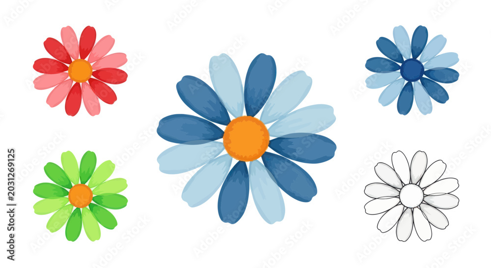 Obraz premium Colorful flowers in different styles.