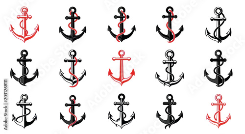 Photos Collection of various metal anchor symbols.