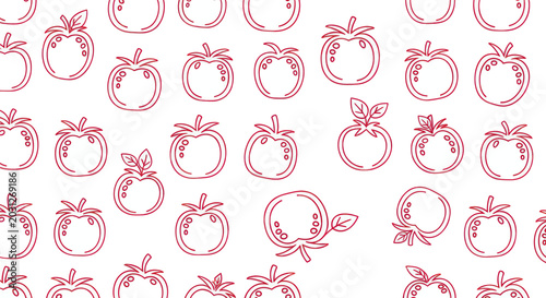 Pink Apple Icons on White Background.