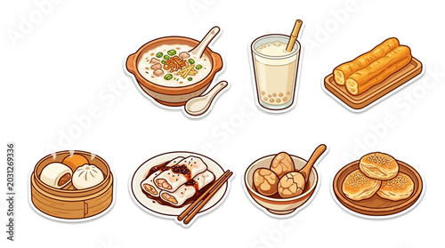 Tableau sur toile Variety of Asian dim sum dishes.