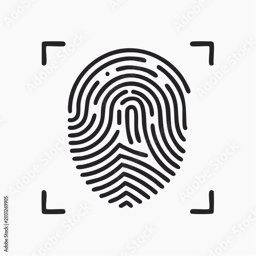 Biometric fingerprint identification scan icon