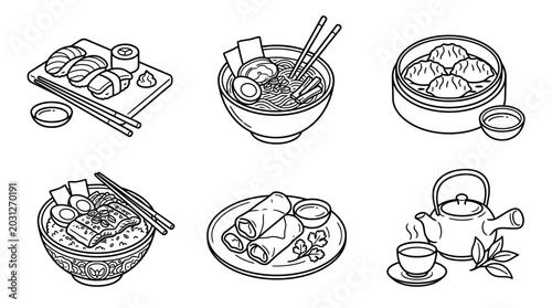 Tableau sur toile Variety of Asian dim sum dishes.