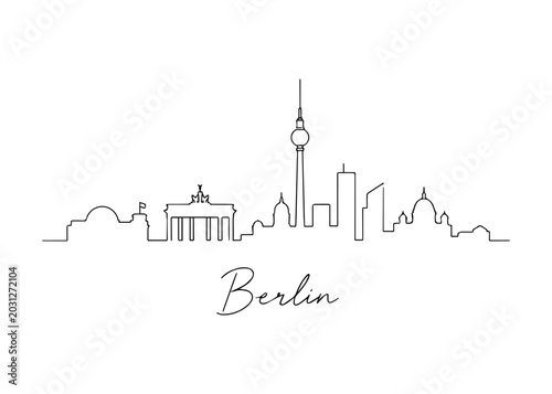 Fotografia Berlin city skyline hand drawn
Vector hand-drawn naive city skyline on a white b