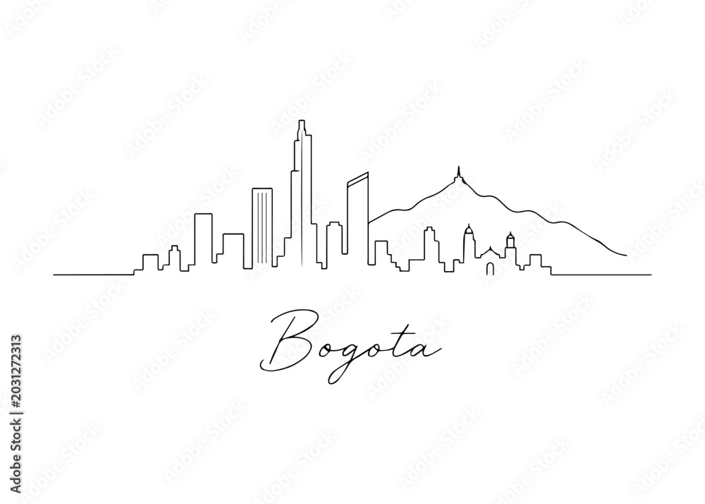 © Roman - Bogota city skyline hand drawnVector hand-drawn naive city skyline on a white background