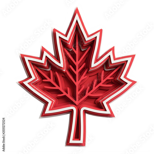 3d red maple leaf logo on black background