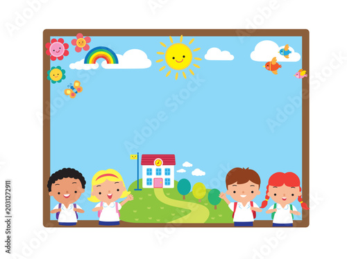 boy and girl go to school