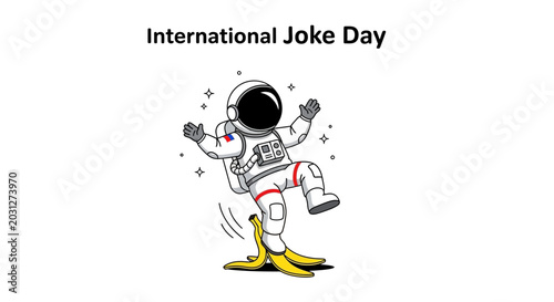Photos Astronaut Slipping on Banana Peel - International Joke Day