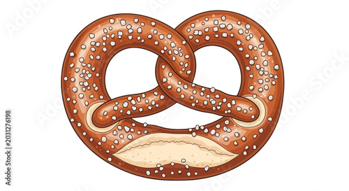Foto Delicious salty pretzel illustration on a white background.