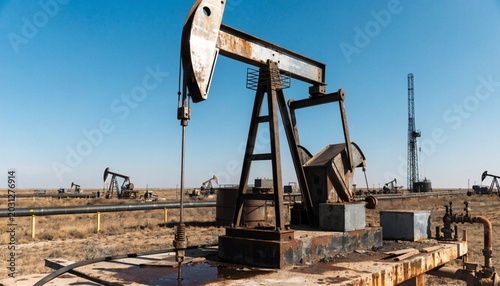 Obraz na plátně Oil Pump, Fossil Fuel Energy, Old Pumping Unit