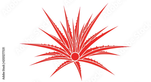 Foto Vibrant Red Spiky Floral Design Element.