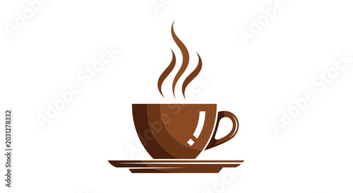 Fotografija Steaming Coffee Cup Flat Vector Illustration