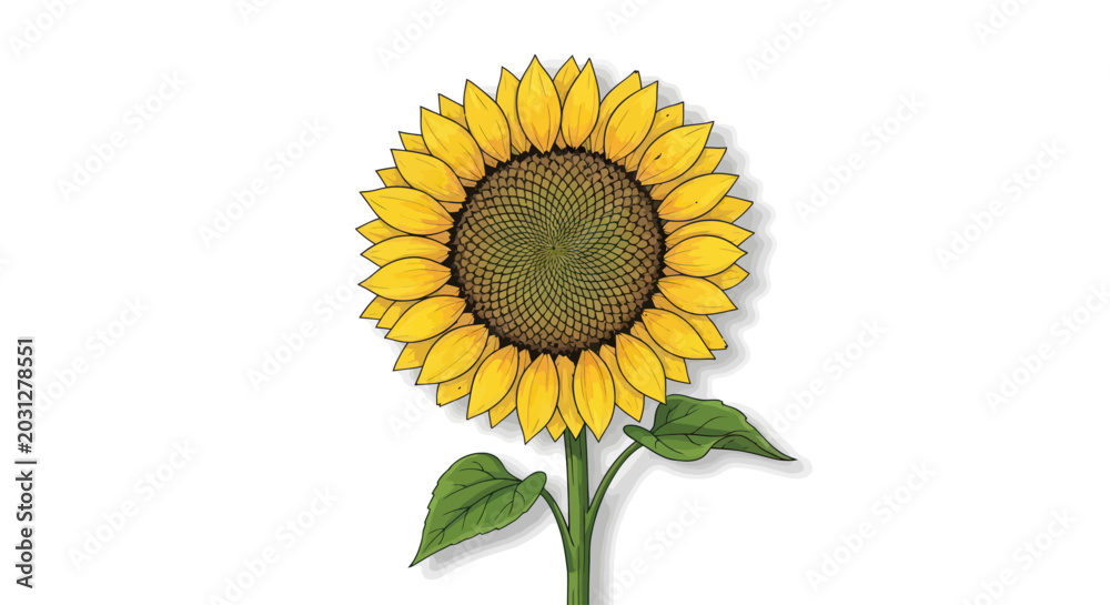 Obraz premium Sunflower Flat Vector Illustration