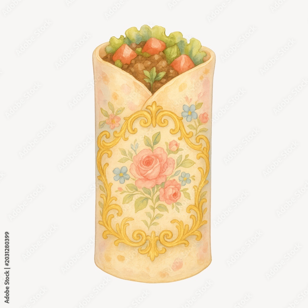 Fototapeta premium Floral burrito with intricate design.