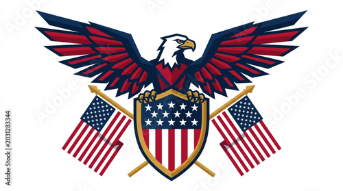 American eagle shield with usa flags patriotic symbol of freedom and national pride