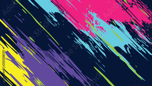 Bild auf Leinwand A dark background with vibrant, colorful brushstrokes applied diagonally