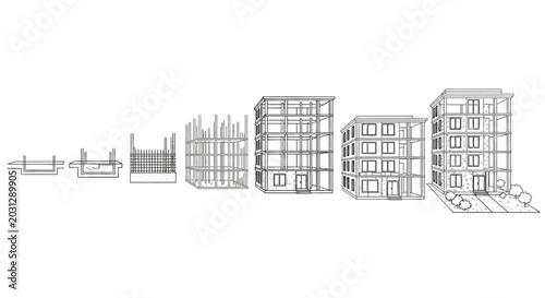 Schilderij op canvas Detailed architectural building design blueprints.