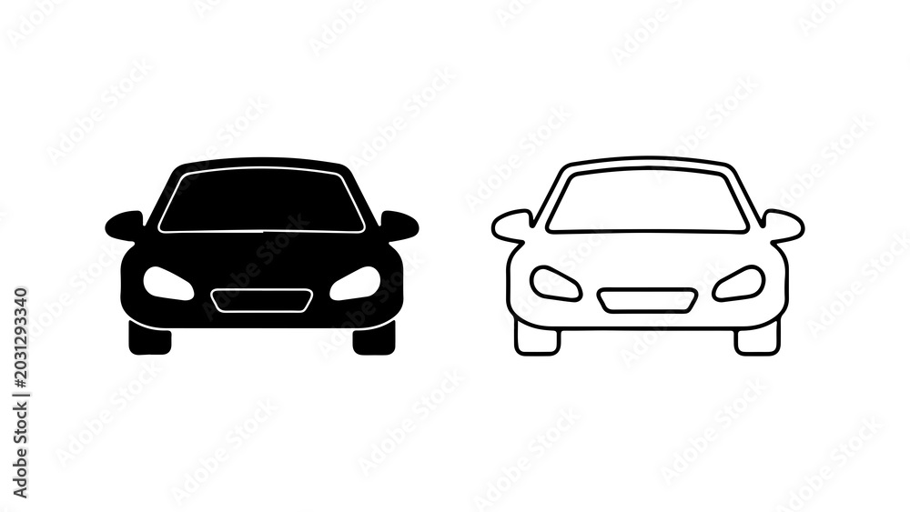 Obraz premium Minimalist Front View Car Icon Set