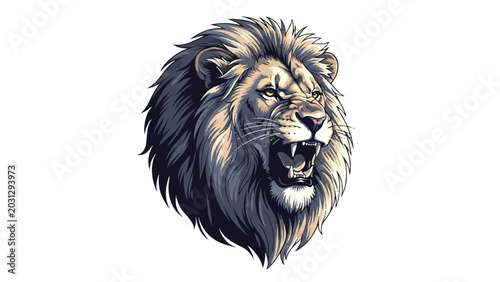 Принти на полотні Lion Head Illustration with Open Mouth 7.