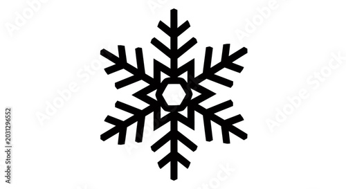 Intricate black snowflake design against a white background, symbolizing winter and cold.