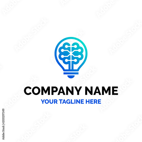 Lightbulb Brain Cell AI Learning Logo Vector Abstract Illustration Icon Design Template Element 