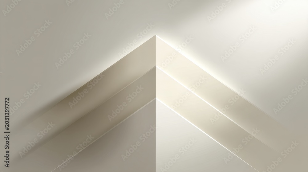 Obraz premium Soft Light Over a Neutral Corner with Angular Surfaces Creating Abstract Forms and Gentle Shadows in a Minimalist Design Aesthetic
