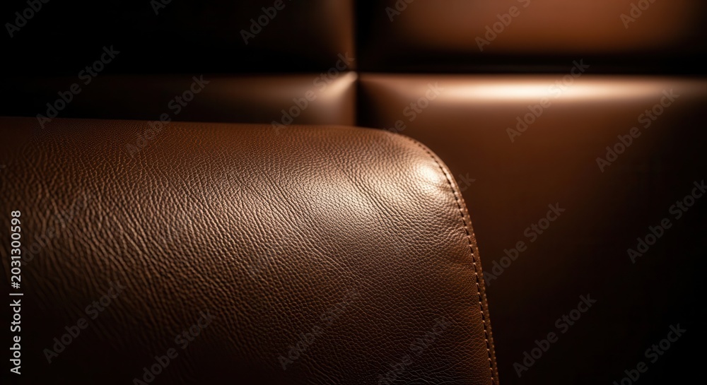 Naklejka premium Rich Dark Chocolate Brown Leather Texture With Subtle Stitching and Quilted Paneling